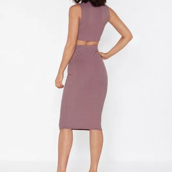 Nasty Gal Ribbed Crop and High-Waisted Midi Skirt Set - Size 8 - NWT - Picture 2 of 4